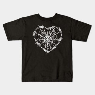 Barbed Wire Spiderweb Heart Kids T-Shirt